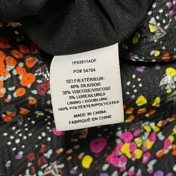 Derek Lam 10 Crosby Floral Silk Tie-Neck Ruffle-Hem  Dress Black Multi 4 NEW - Picture 14 of 15